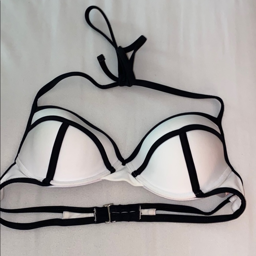 white and black bikini top